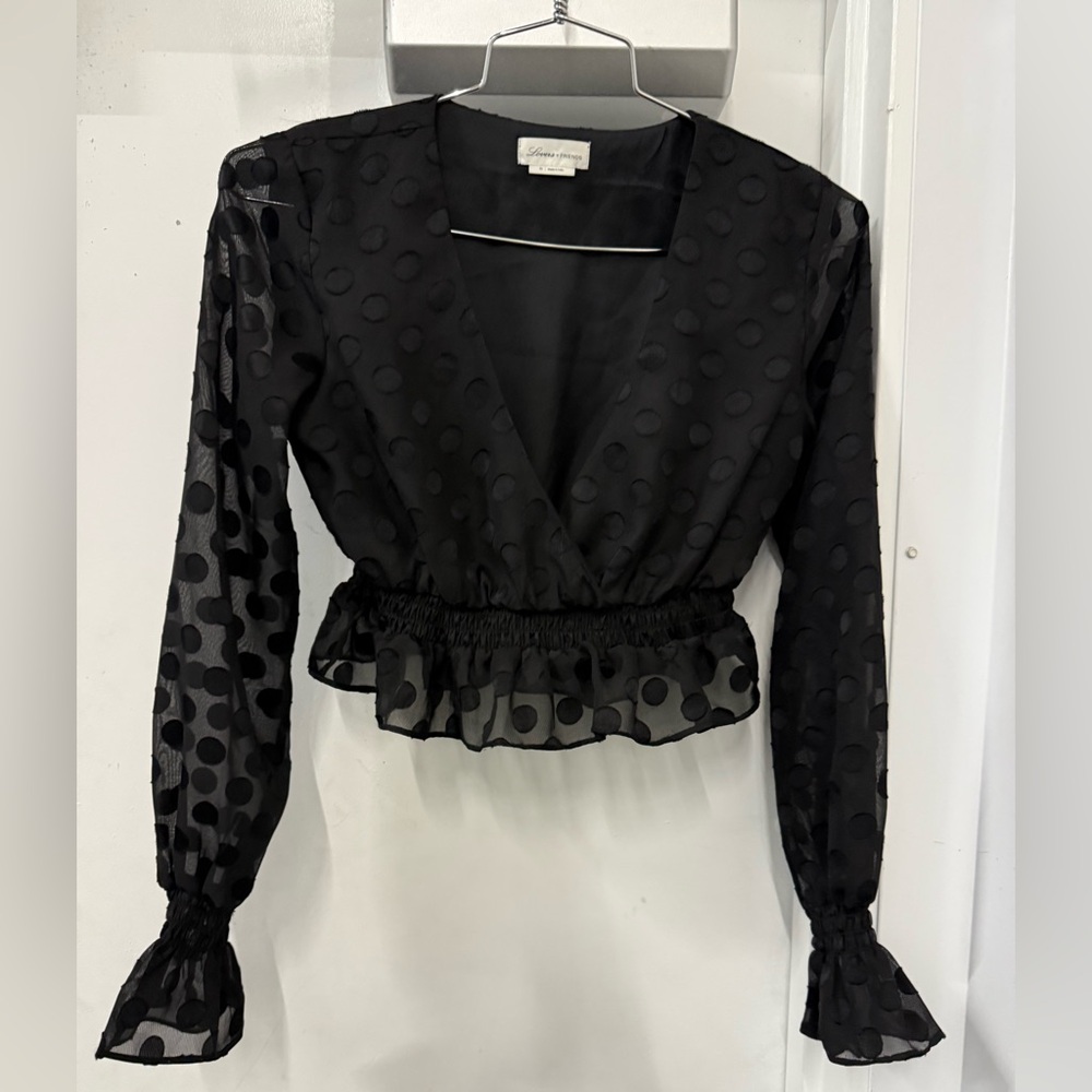 Lovers + friends Elegant Black Polka Dot Women's Top